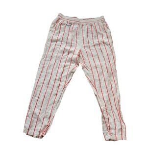C&C California Pinstripe 100% Linen Relaxed Lounge Pants womens Xl White Red